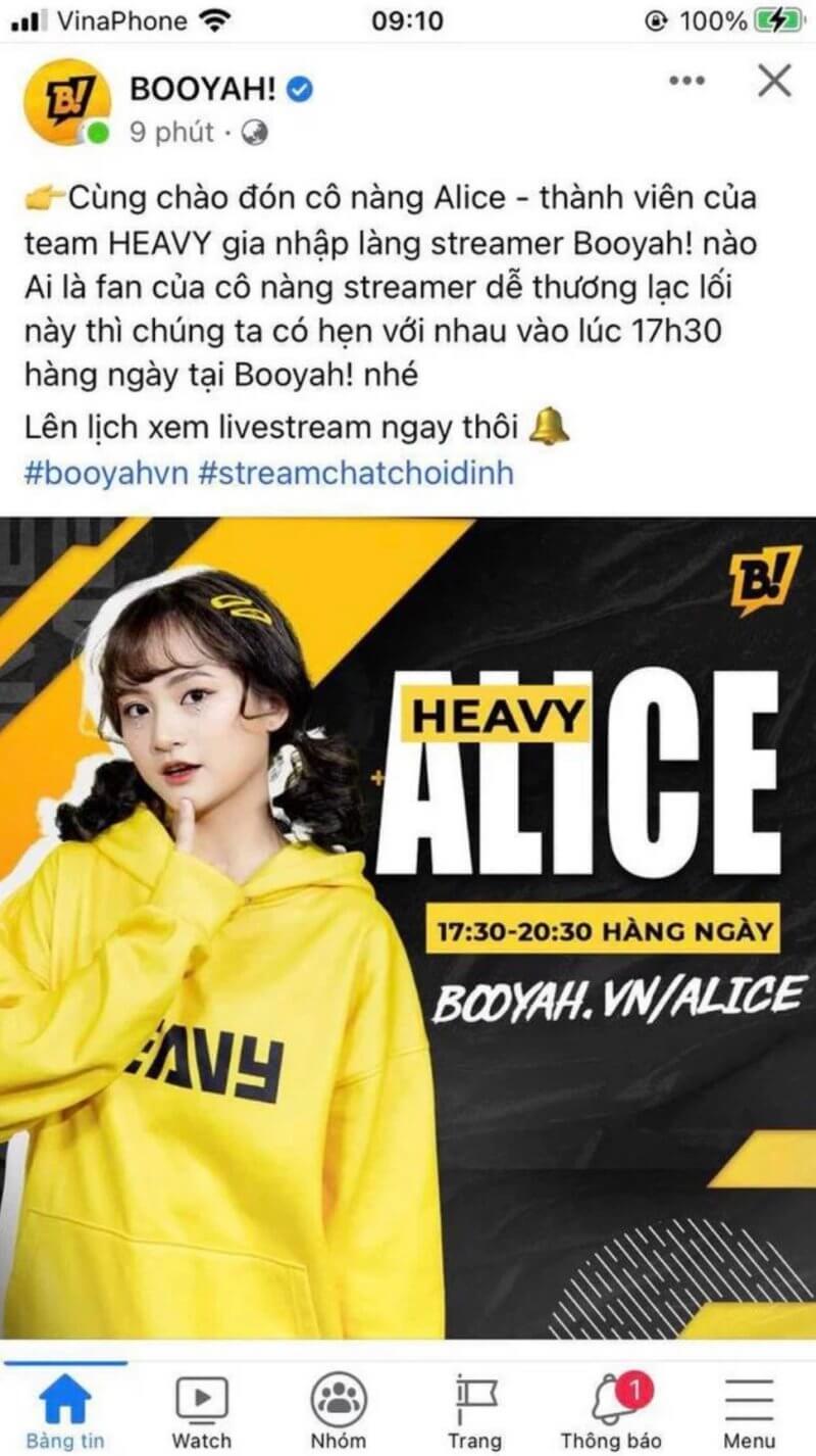 Alice đã trở lại với công việc streamer của mình