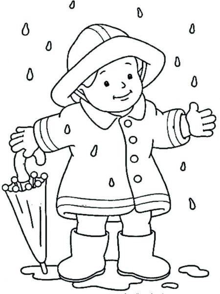 Phim hoạt hình trẻ em nghịch nước dưới mưa