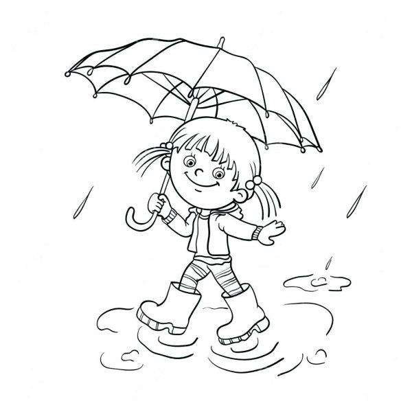 Hình ảnh đứa trẻ cầm ô khi trời mưa