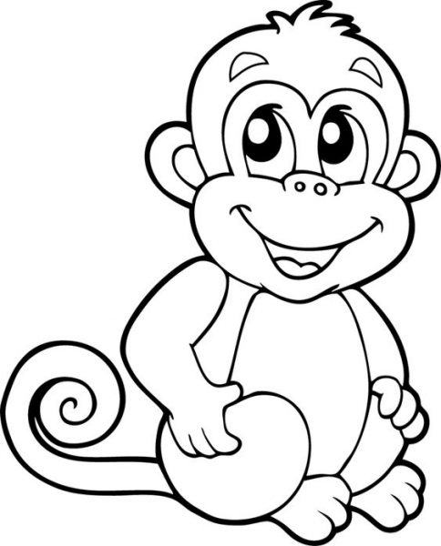 Tranh tô màu con khỉ với đôi mắt to