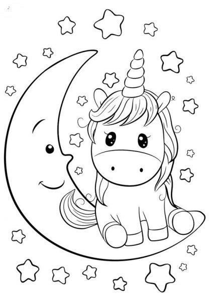 Vẽ cô bé 8 tuổi với con ngựa và mặt trăng
