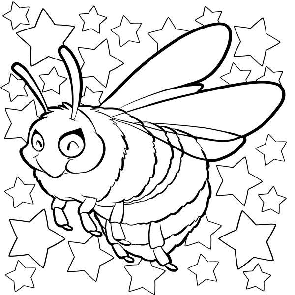 Tranh tô màu con ong và ngôi sao