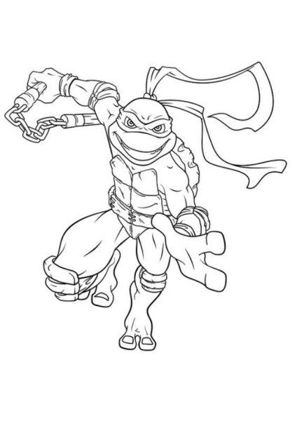 Tranh tô màu Ninja rùa cười