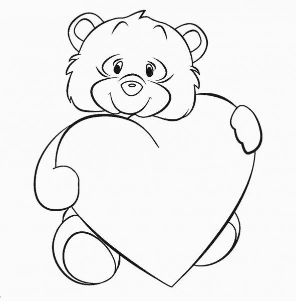 Tô màu trái tim và gấu kute
