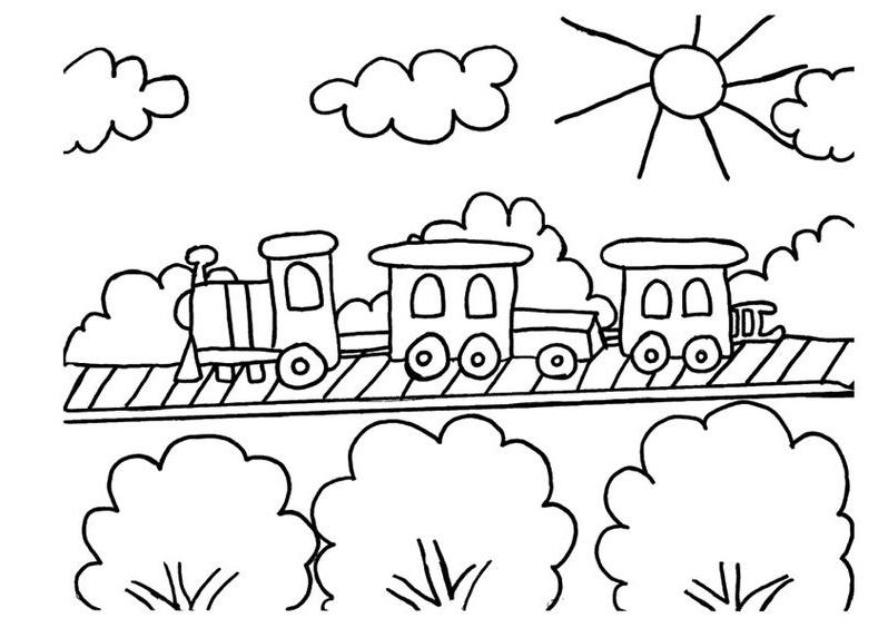 Một bản phác thảo của một đoàn tàu đang chạy trên đường ray