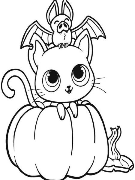 Tranh Tô Màu Halloween Cho Mèo Và Dơi