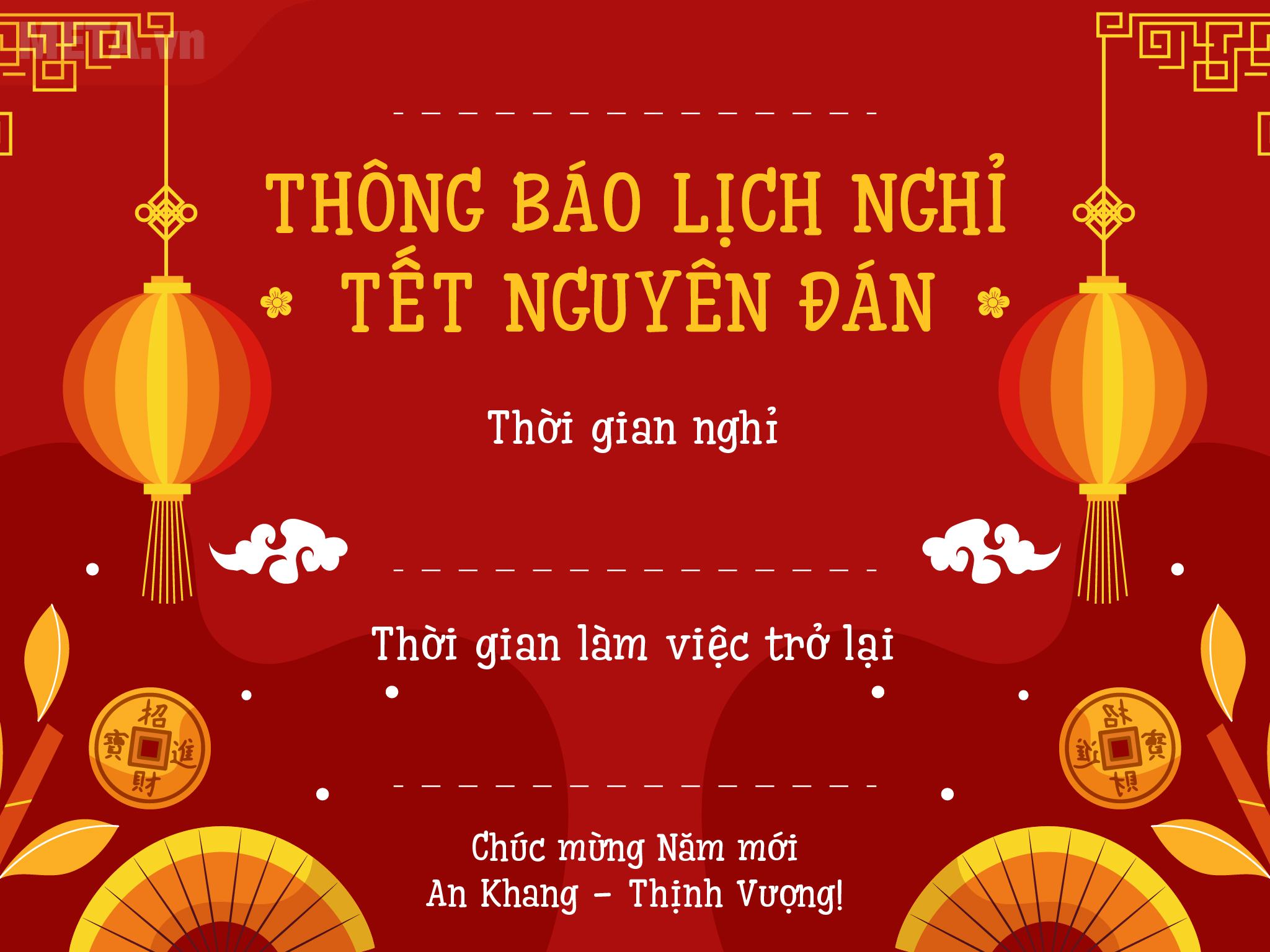 Mẫu thông báo nghỉ Tết âm lịch mới nhất