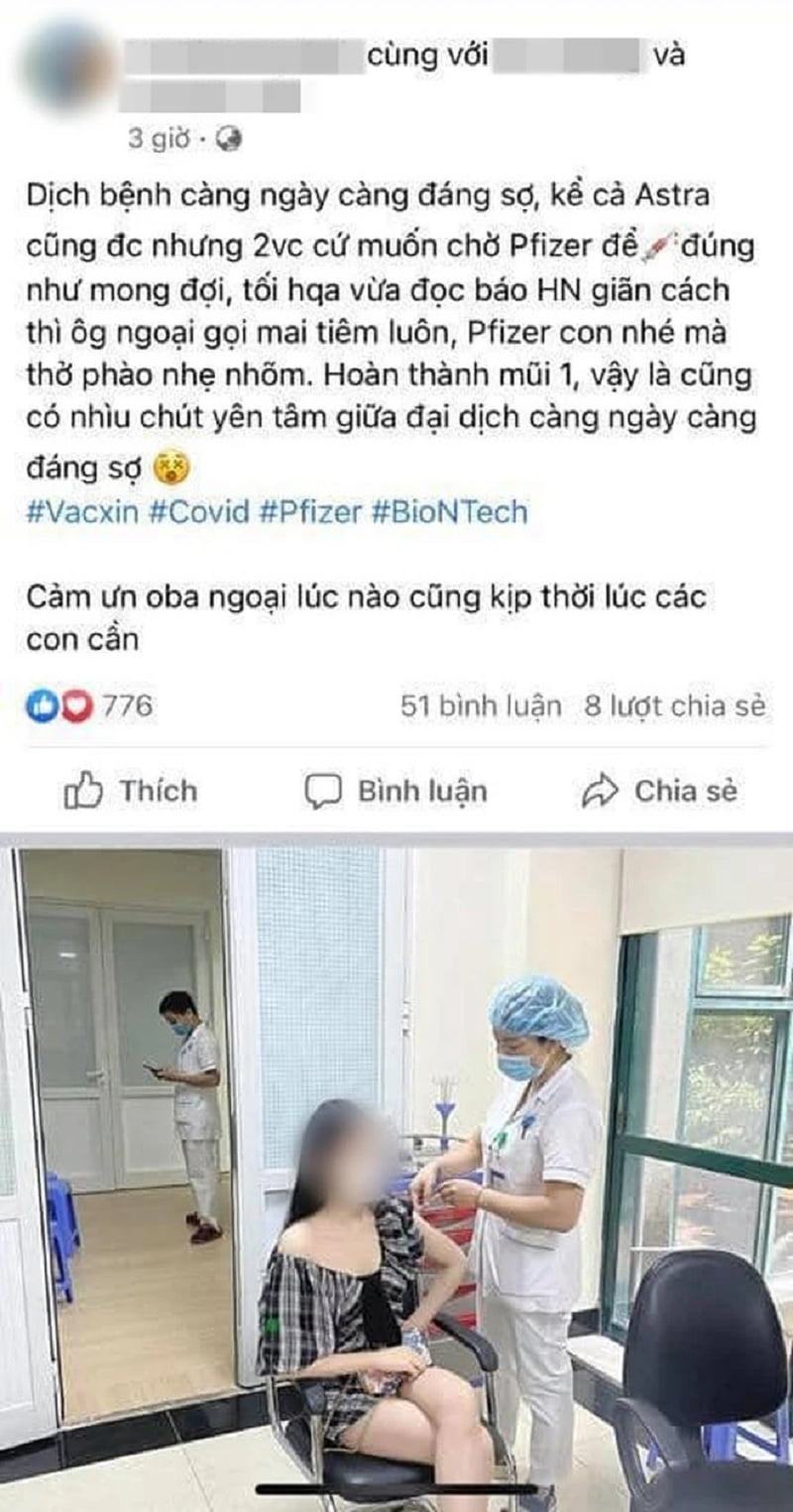 Vũ Phương Anh - Miss Báo chí nhận vắc xin của Pfizer và nhiều bình luận từ cộng đồng.