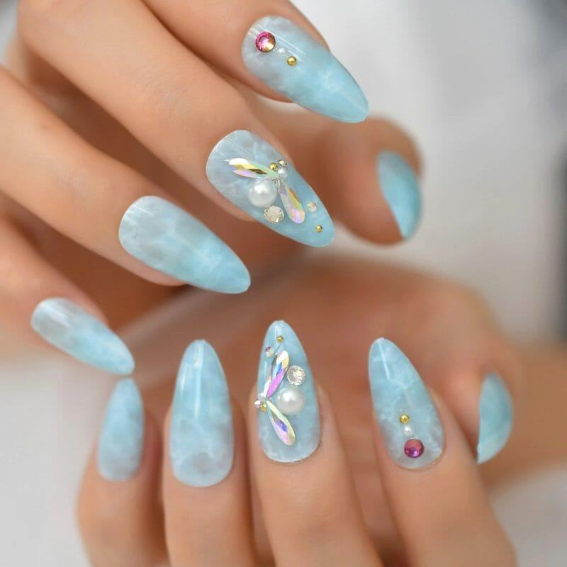 Mẫu nail màu xanh - đẹp365