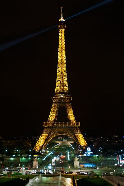 Chụp ảnh buổi tối dưới chân tháp Paris