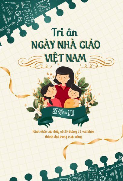 một bức ảnh của một giáo viên và học sinh cùng nhau kỷ niệm ngày nhà giáo