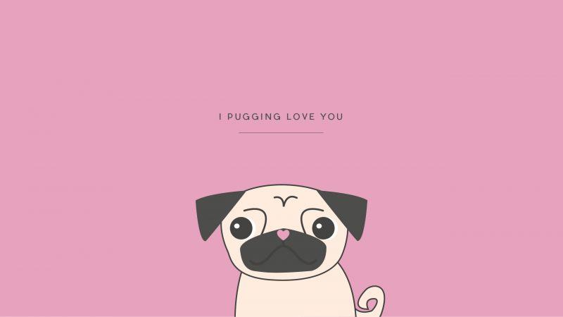 hình ảnh chó dễ thương, hình ảnh pug chibi màu hồng