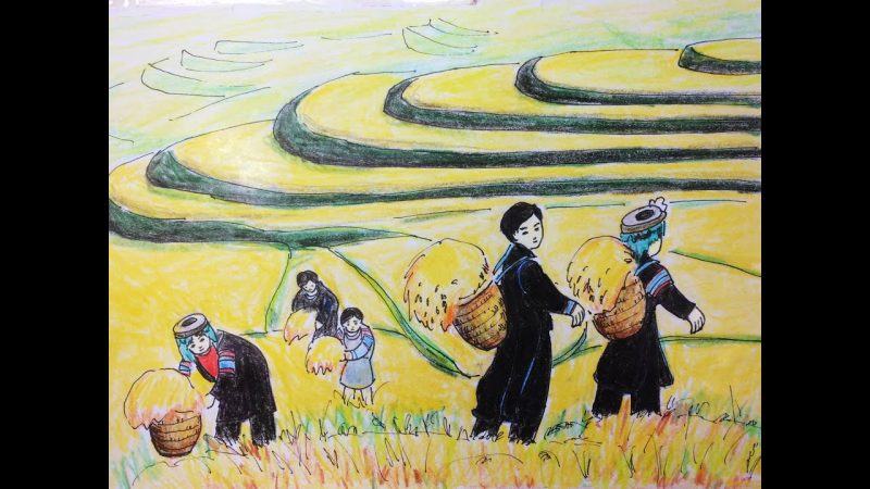 Vẽ về chủ đề gánh gạo về nhà