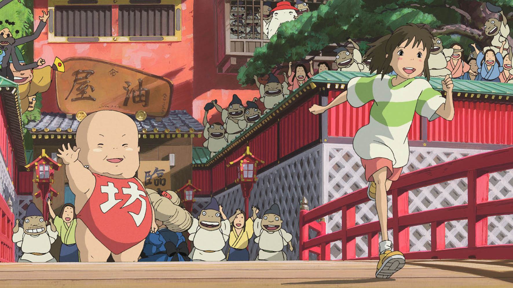 Hình ảnh Chihiro tạm biệt các vị thần trong anime Spirited Away