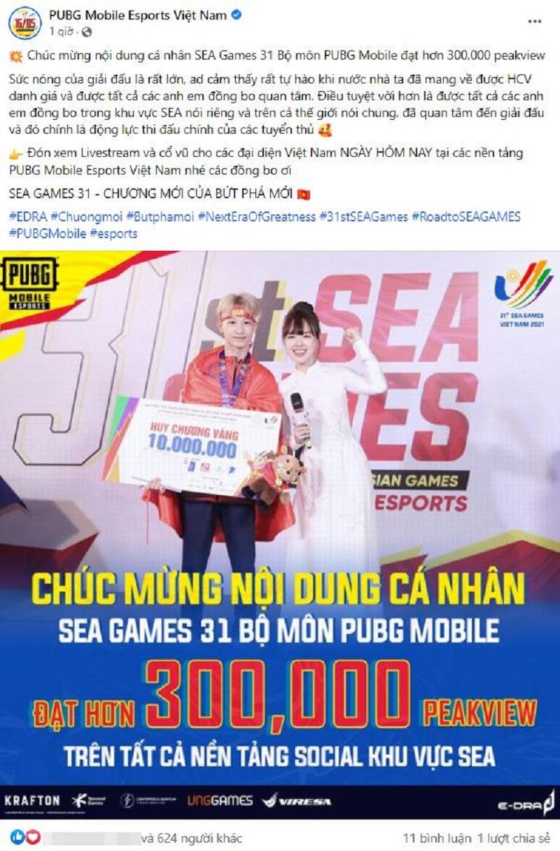 PUBG Mobile nhiều view tại SEA Games 31