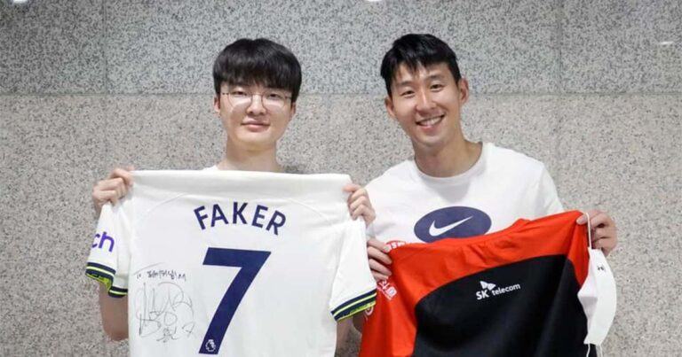 Faker chụp ảnh chung với Son Heung-min, fan khịa ngay: “15 cúp chụp ảnh cùng 0 cúp”