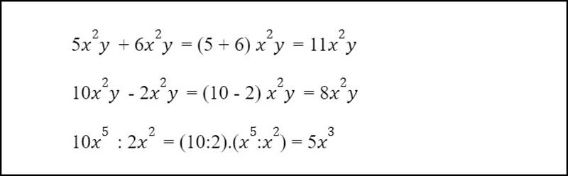 Ví dụ về các phép toán cộng, trừ và chia đơn giản