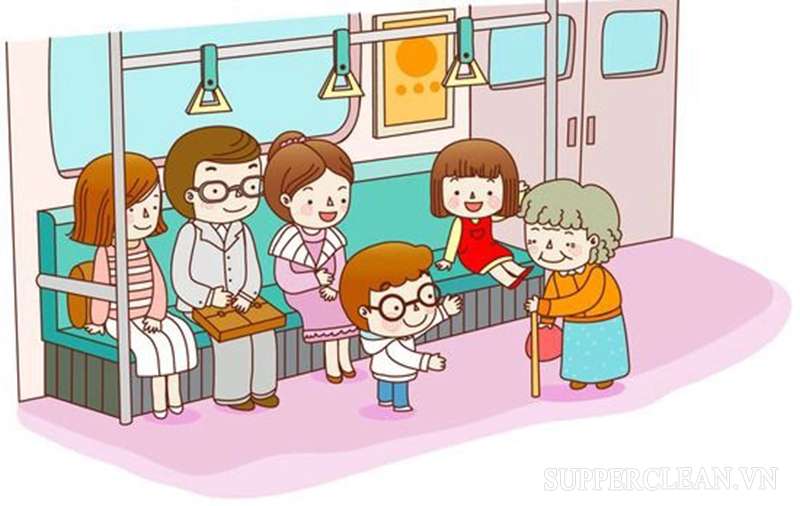 Dạy trẻ nhường ghế cho người già khi lên xe buýt