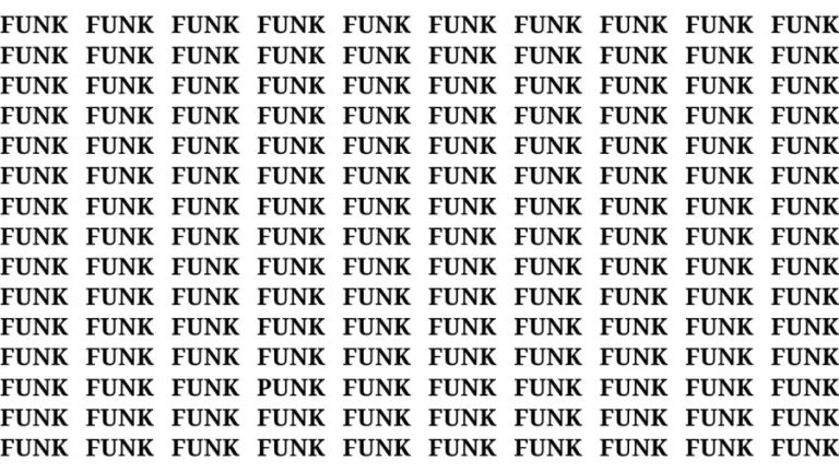 Observation Brain Test: If you have Hawk Eyes Find the word Punk among Funk in 15 Secs