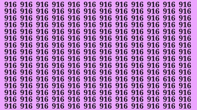 Observation Brain Test: If you have Eagle Eyes Find the number 616 among 916 in 10 Secs