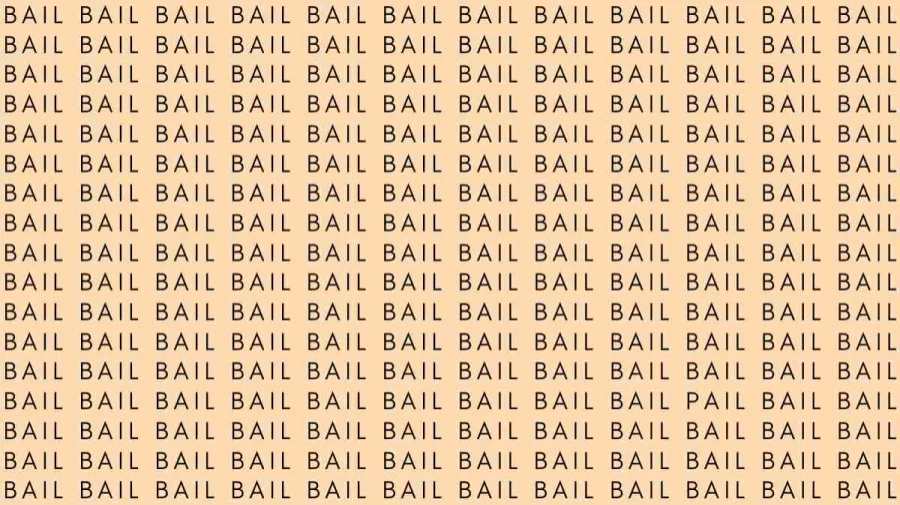 Optical Illusion Brain Test: If you have Eagle Eyes find the Word Pail among Bail in 10 Secs
