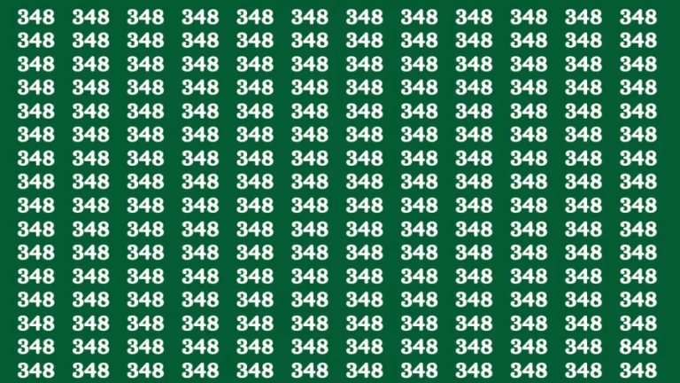 Observation Brain Test: If you have Hawk Eyes Find the Number 848 among 348 in 15 Secs