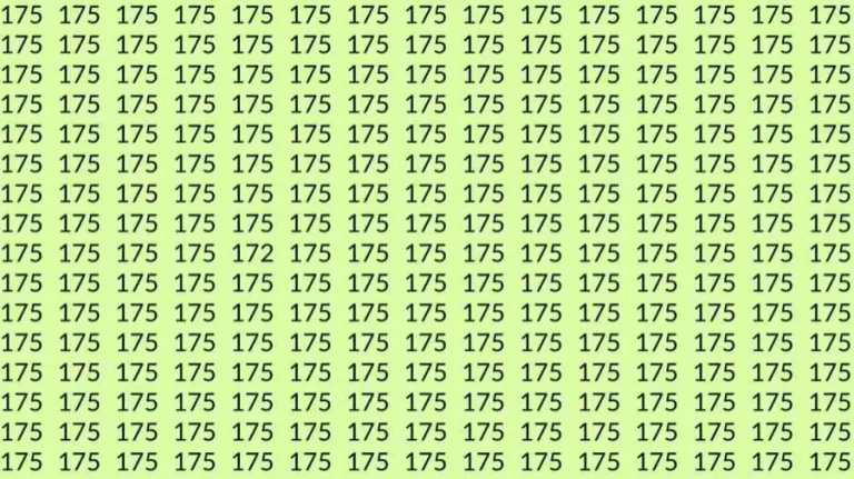 Optical Illusion Brain Test: If you have Sharp Eyes Find the number 172 among 175 in 8 Seconds?