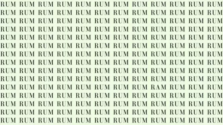 Optical Illusion Brain Test: If you have Eagle Eyes find the Word Ram among Rum in 08 Secs