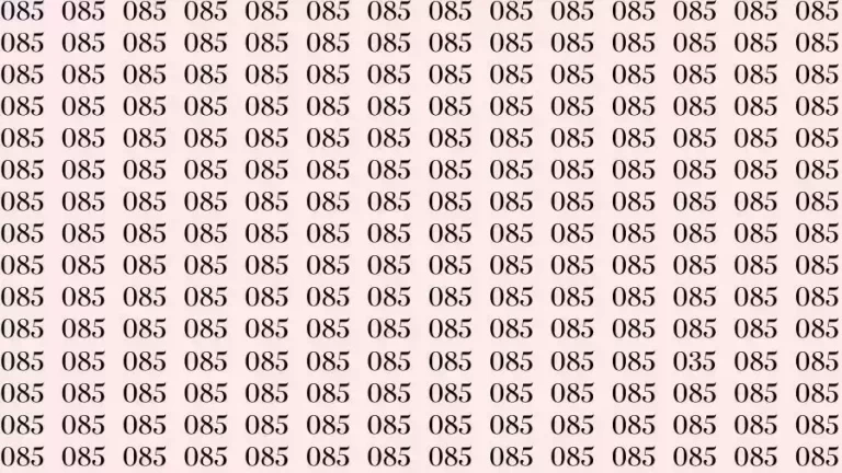 Optical Illusion: If you have Sharp Eyes Find the number 035 among 085 in 7 Seconds?