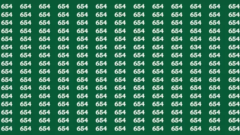 Observation Brain Test: If you have Hawk Eyes Find the Number 634 among 654 in 15 Secs