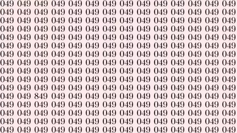 Optical Illusion Brain Test: If you have Sharp Eyes Find the number 849 among 049 in 12 Seconds?