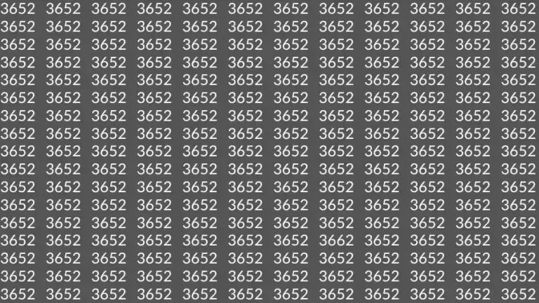 Observation Skills Test: If you have Eagle Eyes Find the number 3662 among 3652 in 15 Seconds?