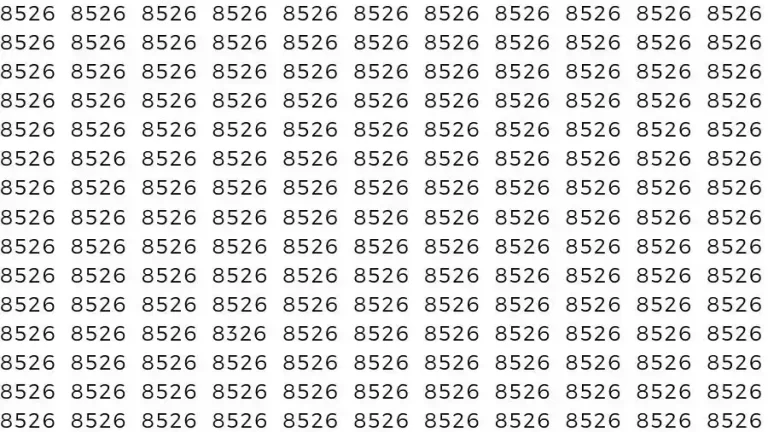 Optical Illusion Brain Test: If you have Eagle Eyes Find the number 8326 among 8526 in 15 Seconds?