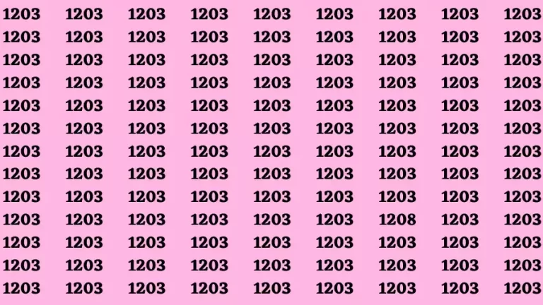 Observation Brain Test: If you have Keen Eyes Find the Number 1208 among 1203 in 15 Secs