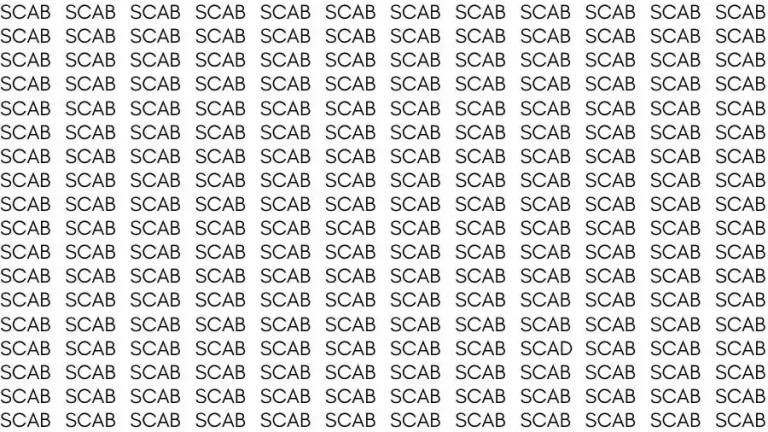 Observation Skill Test: If you have Sharp Eyes find the Word Scad among Scab in 10 Secs