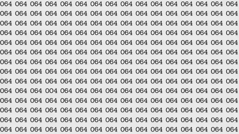 Optical Illusion Brain Test: If you have Sharp Eyes Find the number 004 among 064 in 7 Seconds?