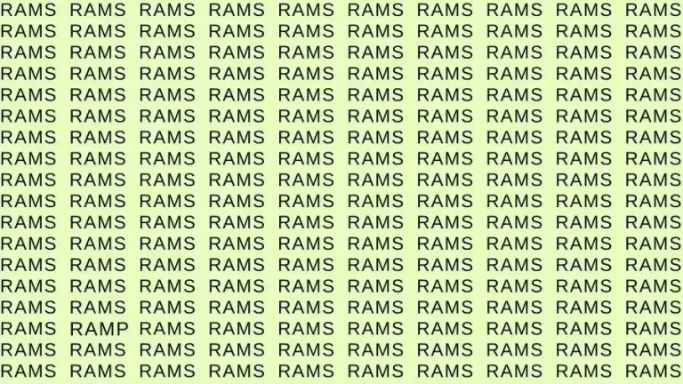 Observation Skill Test: If you have Sharp Eyes find the Word Ramp among Rams in 10 Secs