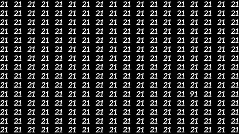 Observation Skill Test: If you have Hawk Eyes Find the number 91 among 21 in 15 Seconds?