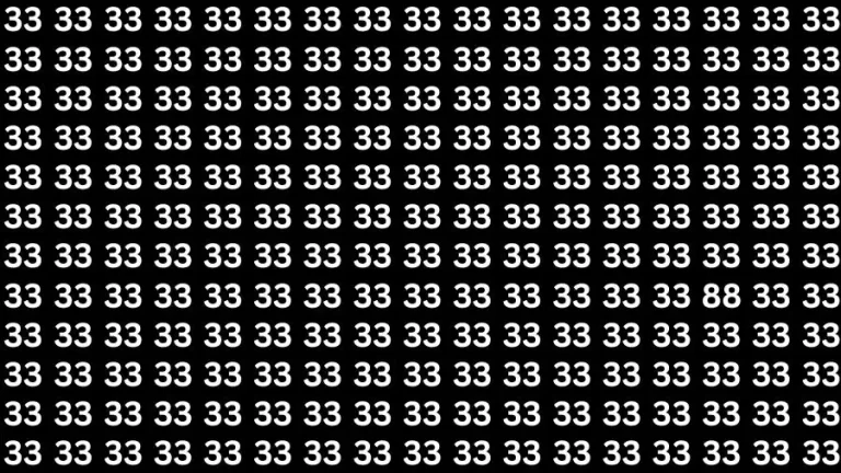 Observation Brain Challenge: If you have Hawk Eyes Find the Number 88 among 33 in 15 Secs