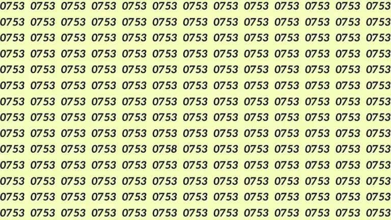 Optical Illusion Brain Test: If you have Sharp Eyes Find the number 0758 among 0753 in 12 Seconds?