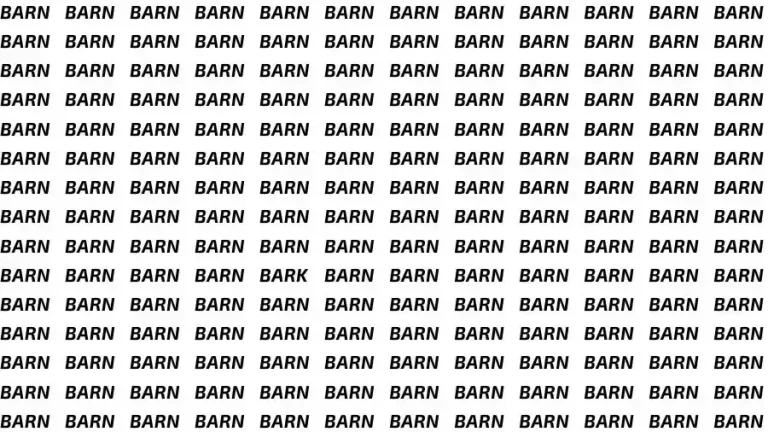 Observation Skills Test: If you have Eagle Eyes find the Word Bark among Barn in 10 Secs