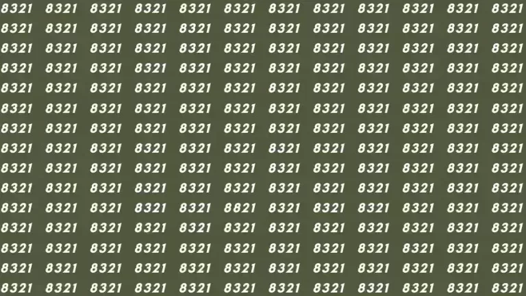 Optical Illusion Brain Test: If you have Eagle Eyes Find the number 8821 among 8321 in 15 Seconds?