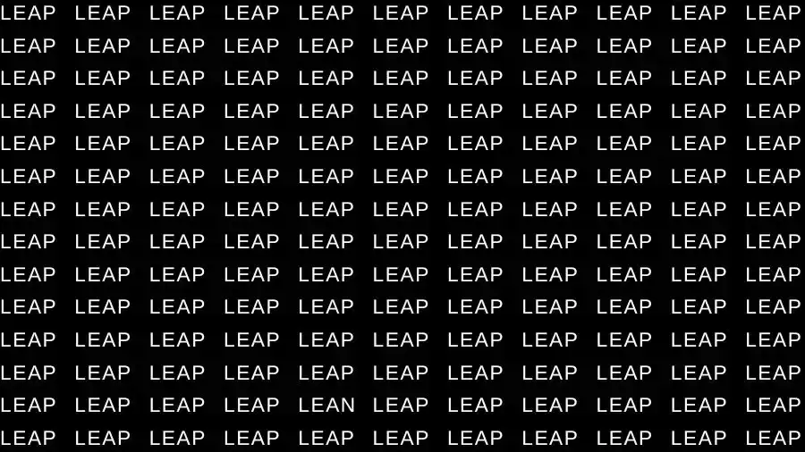 Observation Skill Test: If you have 50/50 Vision find the Word Lean among Leap in 08 Secs