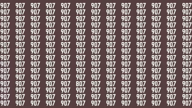 Observation Find it out: If you have Hawk Eyes Find the Number 807 in 15 Secs