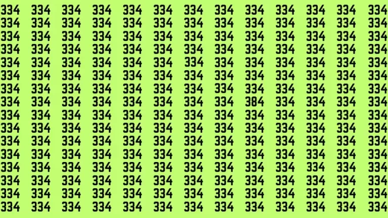 Observation Brain Challenge: If you have Eagle Eyes Find the number 384 among 334 in 12 Secs