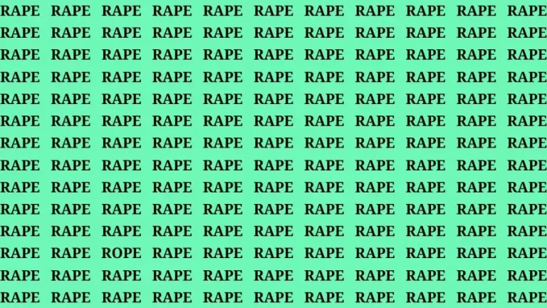 Optical Illusion Brain Test: If you have 50/50 Vision Find the Word Rope among Rape in 15 Secs