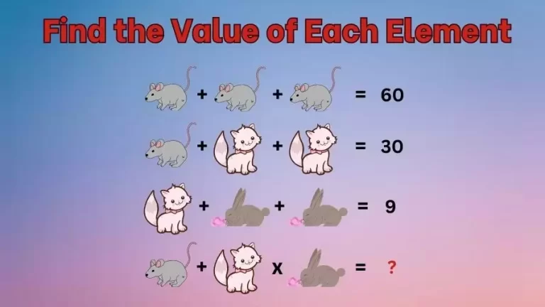 Brain Teaser 90% Fail to Solve: Can You Find the Value of Each Element?