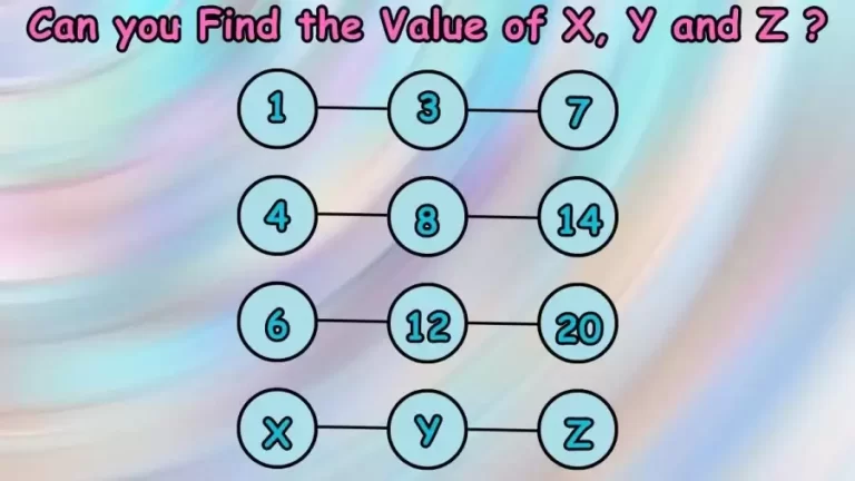 Brain Teaser: Can you Find the Value of X, Y and Z in 20 Secs? Math Puzzle