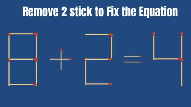 Brain Teaser Matchstick Puzzle: Remove 2 Matchsticks to Fix the Equation