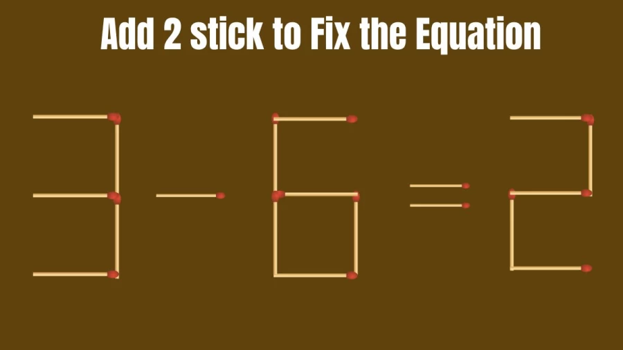 Brain Teaser Math Puzzle: Add 2 Matchsticks To Fix The Equation